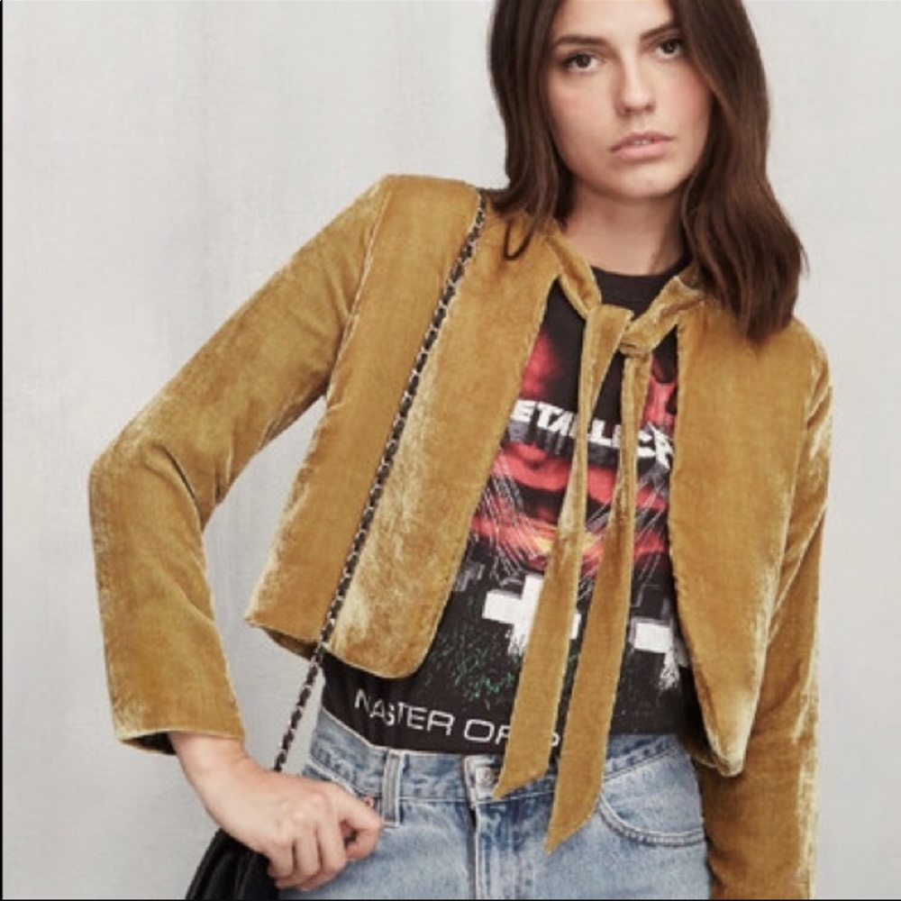 💋 Reformation - Opera velvet jacket in Gold💛